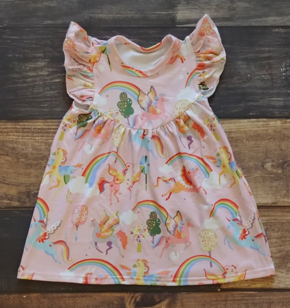 Pink Unicorn Rainbow Pearl Milk Silk Dress