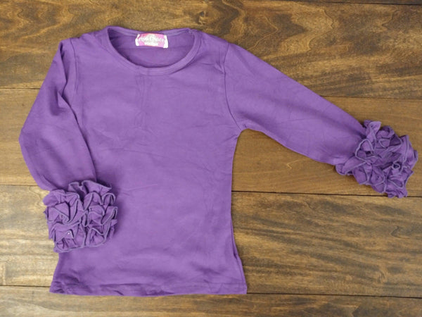 Purple Ruffle Long Sleeve Shirt - Ava Grace Boutique
