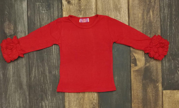 Red Ruffle Long Sleeve Shirt - Ava Grace Boutique