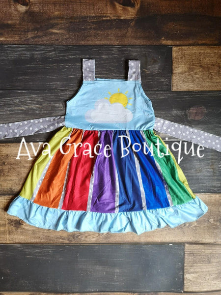 Rainbow Sunshine Twirly Dress - Ava Grace Boutique