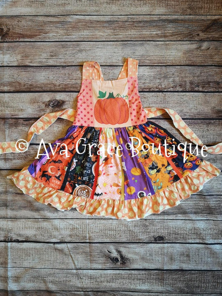 Pumpkin Twirly Dress - Ava Grace Boutique