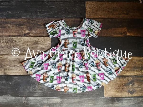 SB Coffee Milk Silk Dress Twirly Style - Ava Grace Boutique