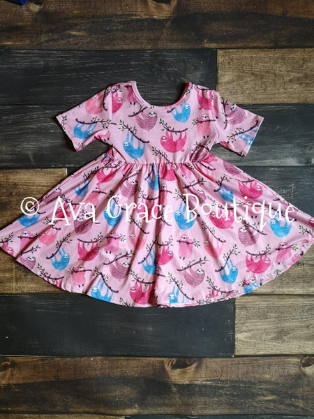 Sloth Twirly Dress - Ava Grace Boutique
