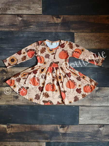 Pumpkin Milk Silk Dress Twirly Style - Ava Grace Boutique