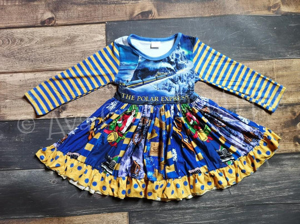 Polar Express Inspired Ruffle Dress - Ava Grace Boutique