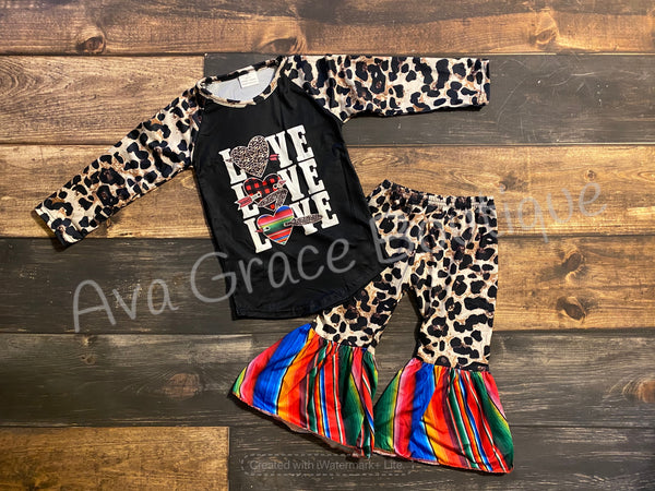 Leopard Print Love Top and Belle Bottom Outfit Set