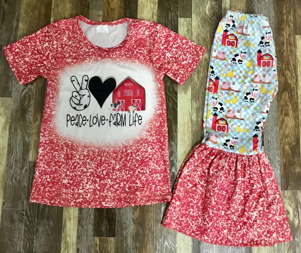 Peace Love Farm Life A Top and Belle Bottom Girl Outfit Set