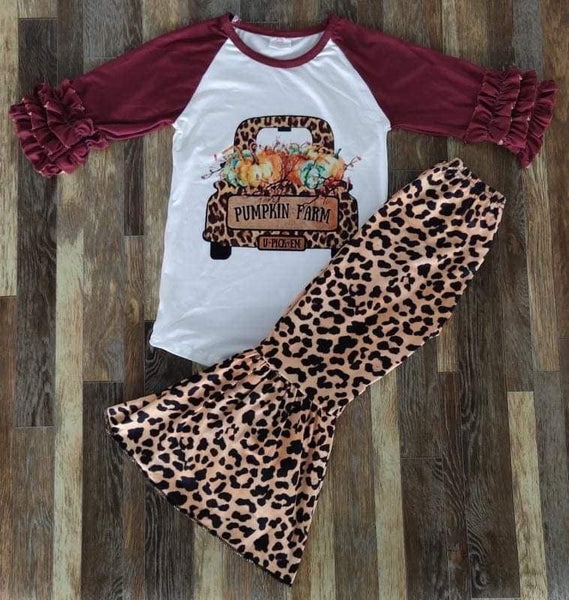 Pumpkin Farm Cheetah Print Top and Belle Bottom Set - Ava Grace Boutique