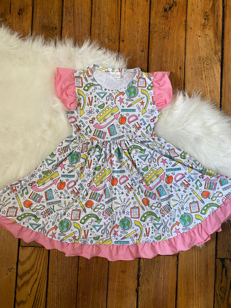 Back to School Ruffle Twirly Girl Dress