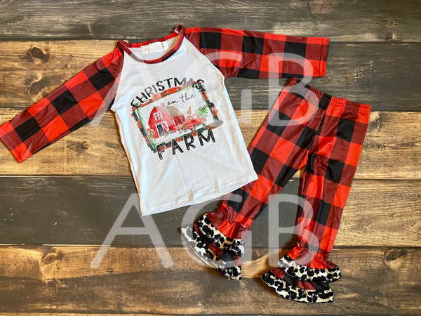 Buffalo Plaid Christmas On the Farm Outfit
