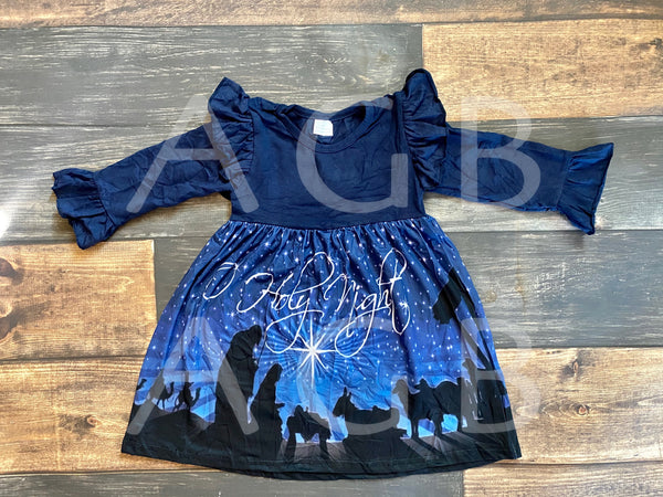 Navy Holy Night Nativity Girl Dress