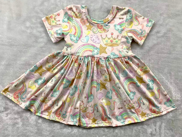 Unicorn Rainbow Twirly Girl Dress