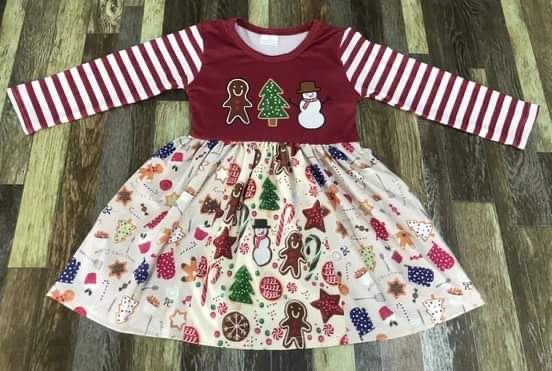 Gingerbread Christmas Twirly Dress
