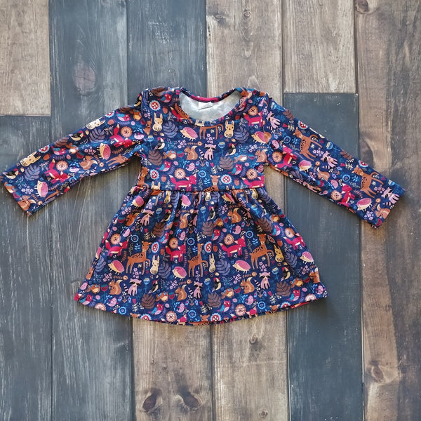 Little Creatures Forest Friends Long Sleeve Pearl Knit Dress - Ready to Ship - Ava Grace Boutique