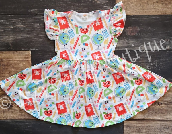 Back to School Apple Twirly Style Girl Dress