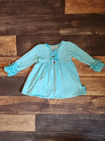 Long Sleeve Ruffle Dress - Light Blue - Ava Grace Boutique