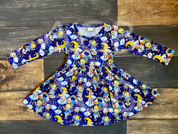 Rainbow Brite Twirly Style Dress - Ava Grace Boutique