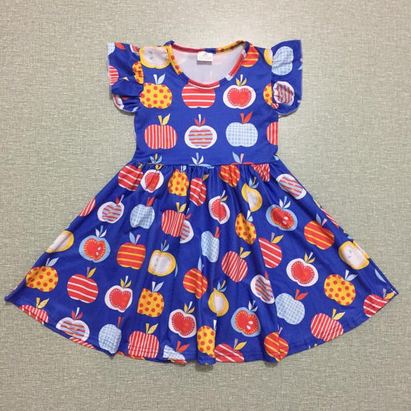 Back to School Apples Milk Silk Dress Twirly Style