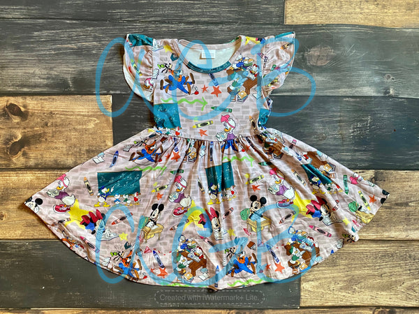 Back to School Characters Twirly Dress
