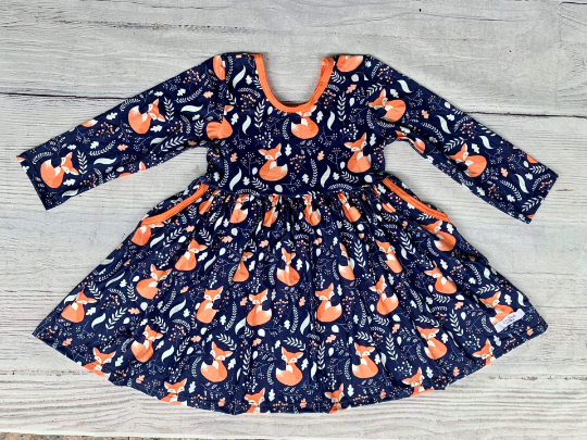 Fall Fox Pocket Twirly Dress
