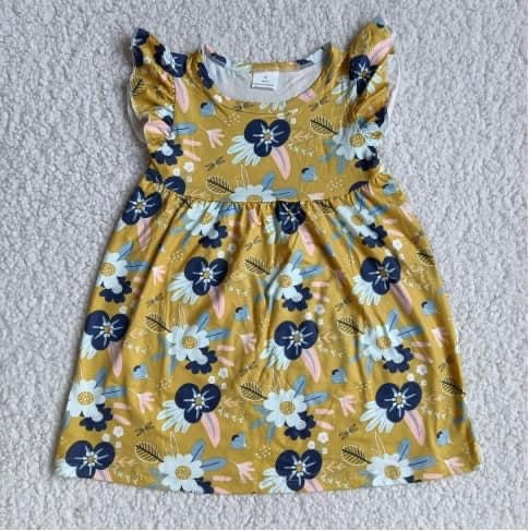 Floral Mustard Yellow Dress