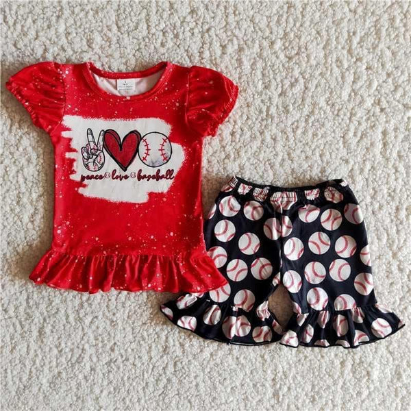 Girl Baseball Print Summer Outfit