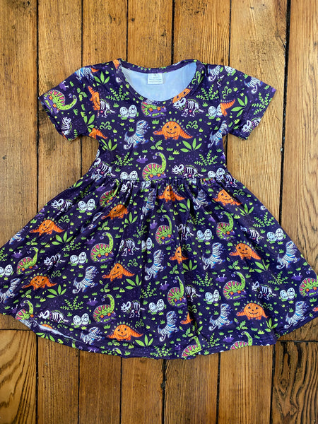 Halloween Dinosaur Twirly Girl Dress