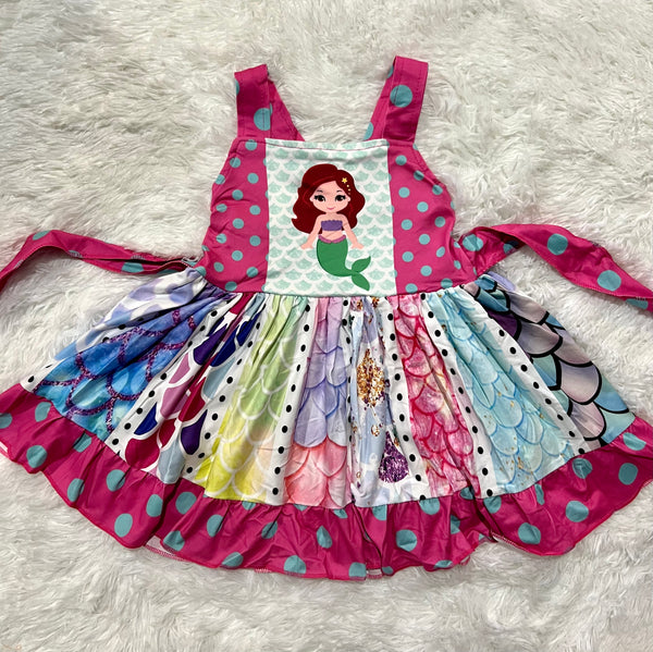 Mermaid Print Tank Twirly Dress