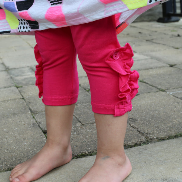 Capri Side Ruffle Buttons Girl Legging