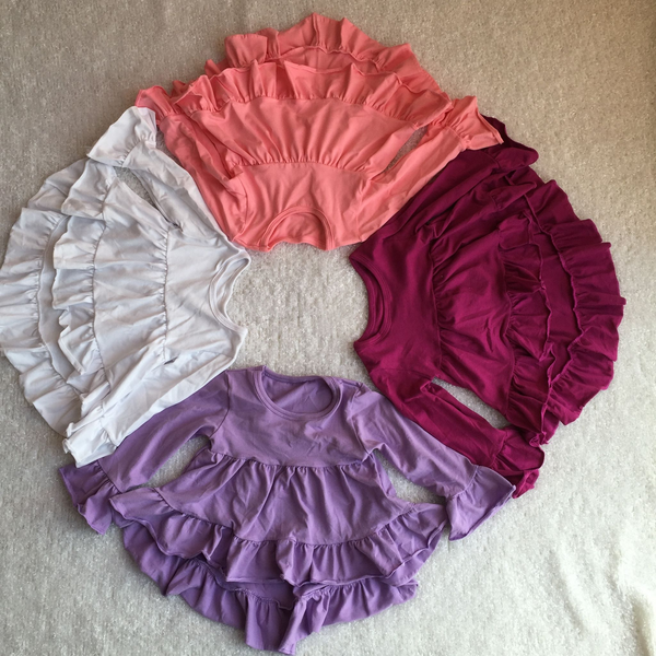 High/Low Ruffle Long Sleeve Tunic Dress/Top with Belle Sleeve - Preorder