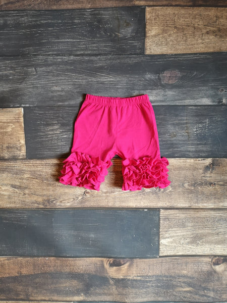 Hot Pink Triple Icing Ruffle Shorts