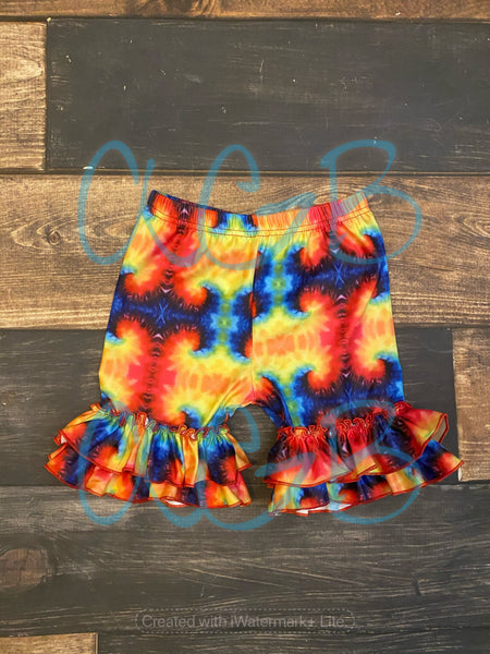 Tie Dye Ruffle Shorts
