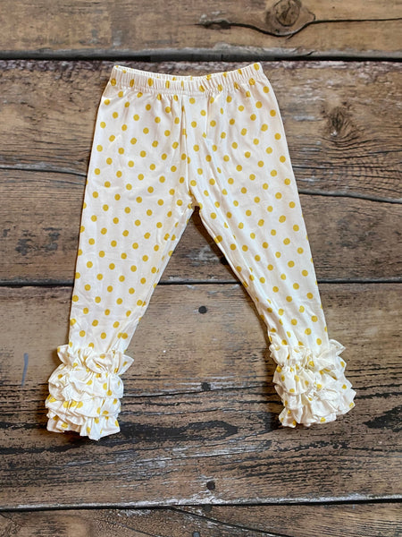 Yellow Gold and White Polka Dots Icing Ruffle Legging