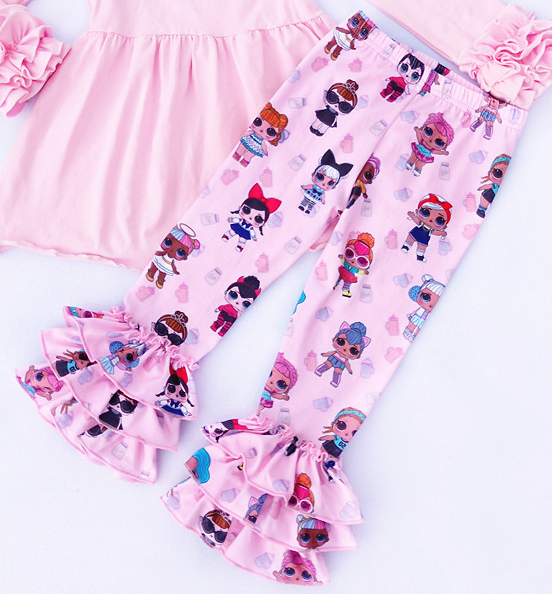 Dolls Print Pink Ruffle Leggings - Ava Grace Boutique