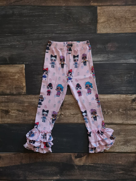 Dolls Print Pink Ruffle Leggings - Ava Grace Boutique