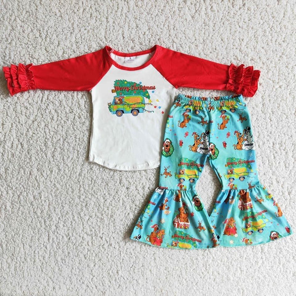 Scooby Doo Christmas Top and Belle Bottom Set - Ava Grace Boutique