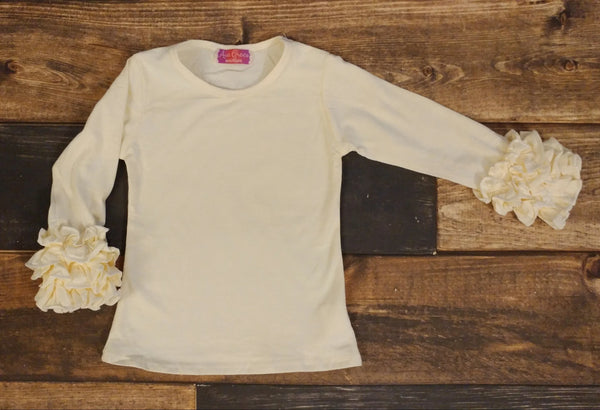 Ivory Ruffle Long Sleeve Shirt - Ava Grace Boutique
