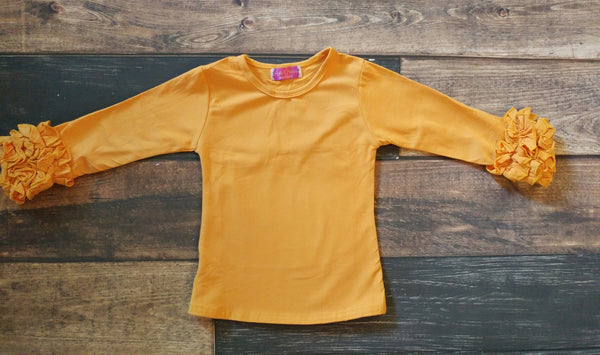 Light Orange Ruffle Girl Long Sleeve Shirt - Ava Grace Boutique