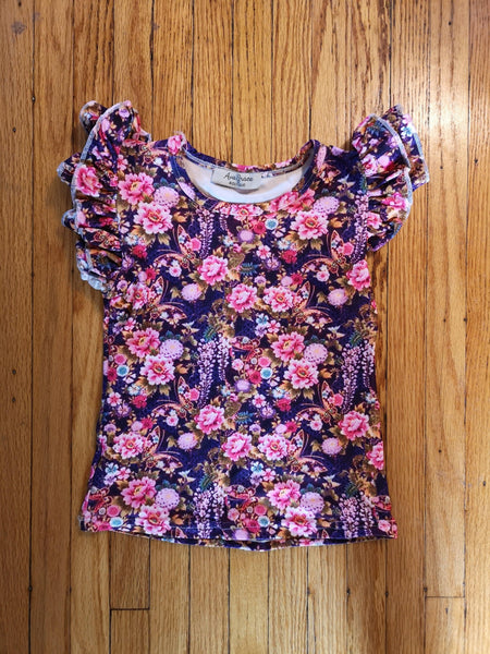 Purple Floral Flutter Tank - Ava Grace Boutique