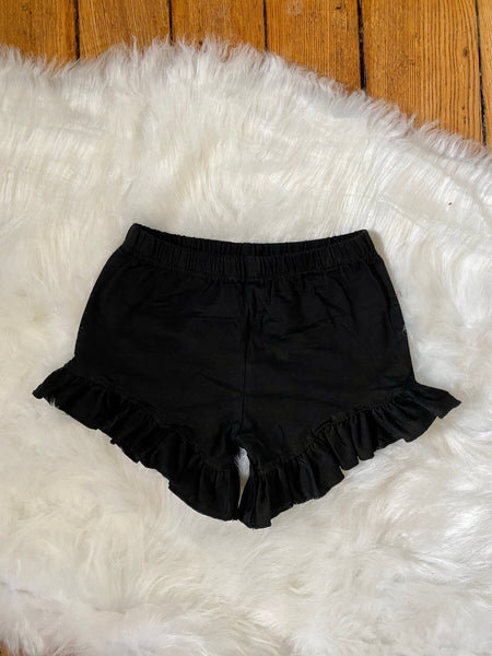 Black Knit Ruffle Shortie