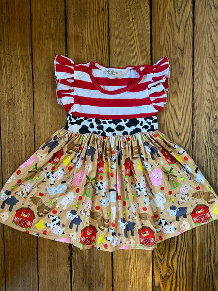 Farm Animals Flutter Sleeve Girl Dress