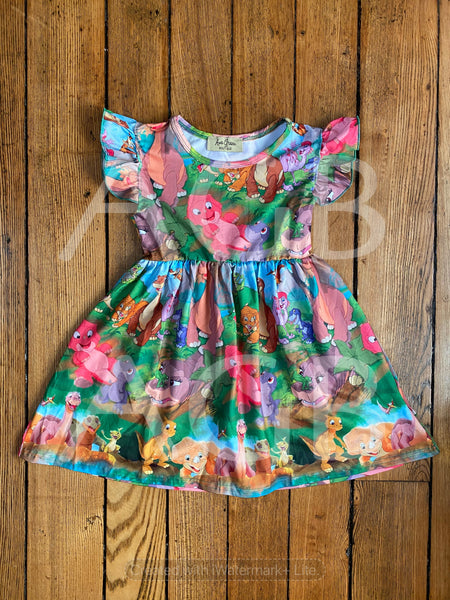 Dinosaur Flutter Sleeve Dress A