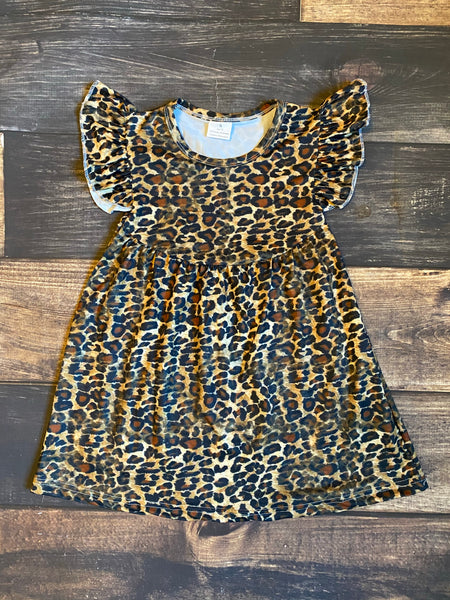 Leopard Print Pearl Milk Silk Dress