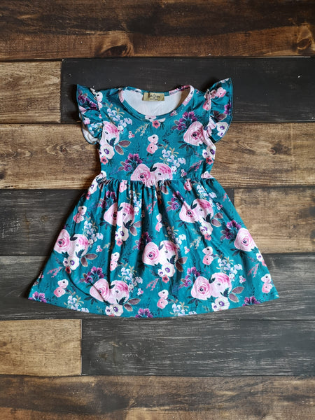 Jade Floral Milk Silk Girl Dress