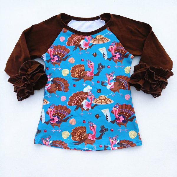 Turkey Ruffle Raglan - Ava Grace Boutique