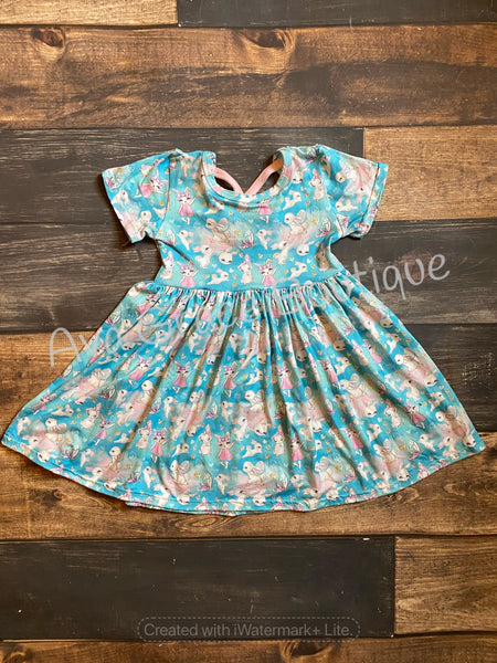 Easter Bunny Criss Cross Back Girl Dress