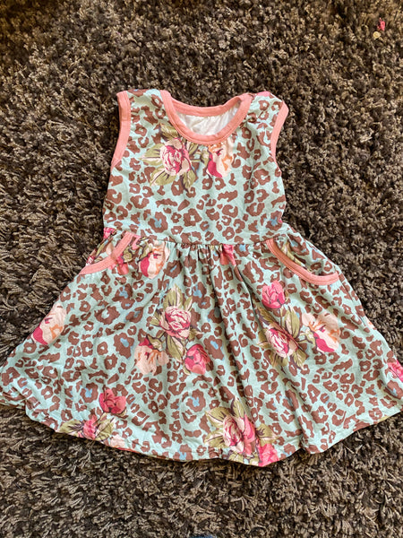 Floral Cheetah Dress - Preorder