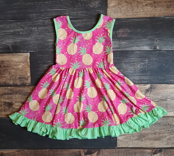 Pineapple Tank Ruffle Girl Dress