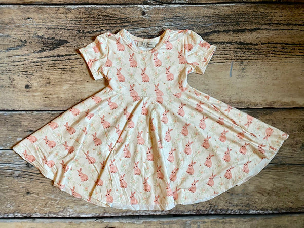 Easter Bunny Short Sleeve Twirly Dress