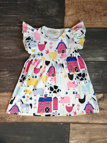 Farm Animals Girl Dress - Ava Grace Boutique